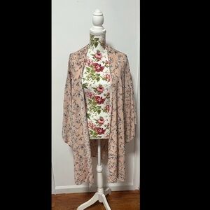 Easel Floral Bathing Suit Coverup in Soft Pink and Green